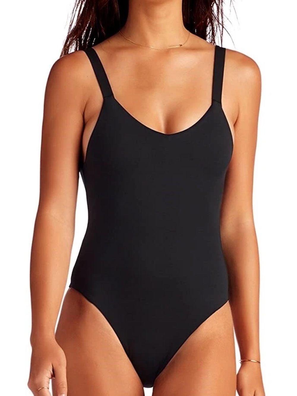 Vitamin A Mika One Piece‎ Black EcoLux Size Large Square Neck Swimsuit